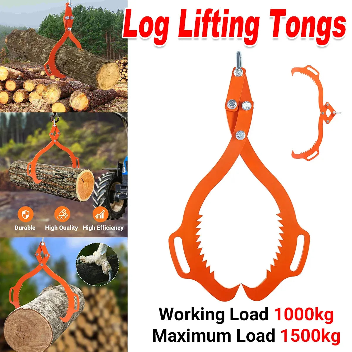 Heavy Duty Wood Handling Hook Log Lifting Clamp For Loading Unloading Sturdy